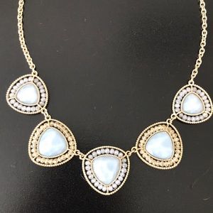 Light blue and gold accent necklace